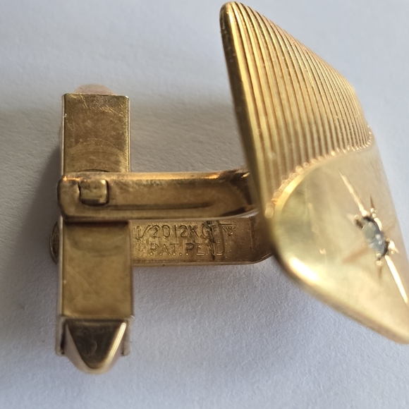 Vintage cuff links gold filled fill cufflinks star celestial clear gems - Picture 6 of 12